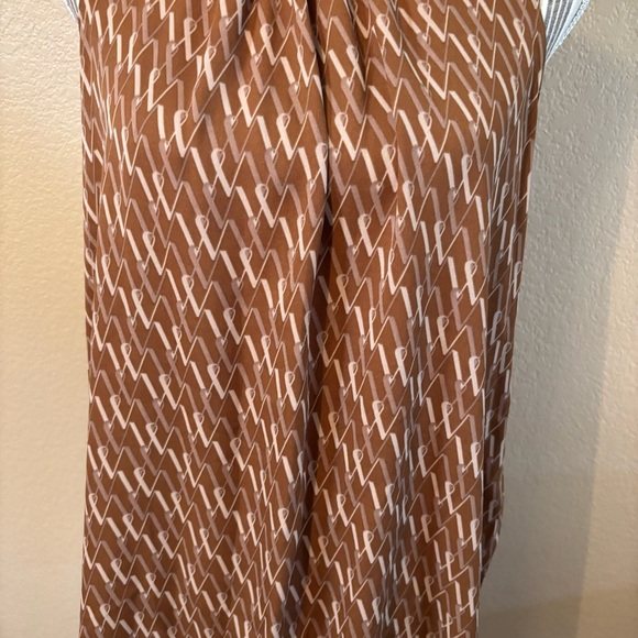NWT Worthington Top Brown Tan W Patterned Sleeveless Blouse Flowy Oversized New - Picture 3 of 15